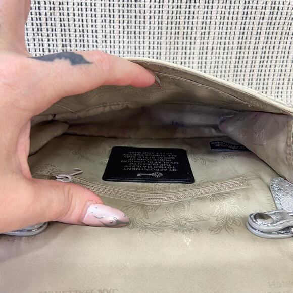 My Flat In London Mini Bag Y2K Glam Silver Top Handle Crossbody Rhinestone Bow - Picture 15 of 16